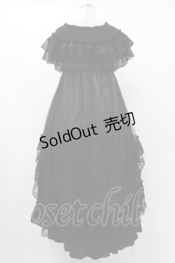 画像2: MR corset / シャーリングショルダーフィッシュテールワンピース  黒×黒 H-25-09-21-1021-PU-OP-KB-ZH