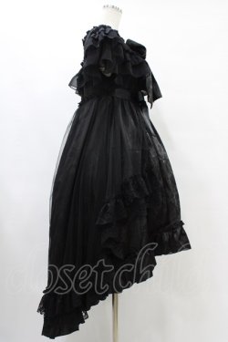 画像3: MR corset / シャーリングショルダーフィッシュテールワンピース  黒×黒 H-25-09-21-1021-PU-OP-KB-ZH
