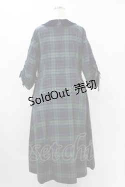 画像2: Jane Marple Dans Le Salon / メモリアルチェックベルベットカラードレス M グリーン×ネイビーチェック H-25-09-21-1023-JM-OP-KB-ZH