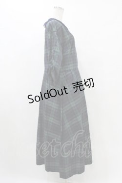 画像3: Jane Marple Dans Le Salon / メモリアルチェックベルベットカラードレス M グリーン×ネイビーチェック H-25-09-21-1023-JM-OP-KB-ZH