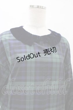 画像4: Jane Marple Dans Le Salon / メモリアルチェックベルベットカラードレス M グリーン×ネイビーチェック H-25-09-21-1023-JM-OP-KB-ZH