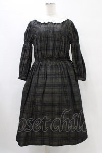 Jane Marple / Memory shadow check shirring dress  ブラック H-25-09-21-1024-JM-OP-KB-ZH