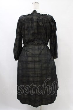 画像2: Jane Marple / Memory shadow check shirring dress  ブラック H-25-09-21-1024-JM-OP-KB-ZH