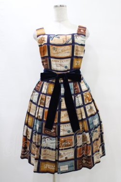 画像1: Jane Marple / ブリティッシュチョコレートバースクエアドレス  ネイビー H-25-09-21-1025-JM-SK-KB-ZH