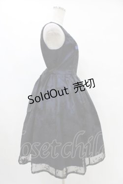 画像3: Moi-meme-Moitie / 花柄フロッキーミニジャンパースカート 9号 黒×青 H-25-09-21-1026-MO-OP-KB-ZH