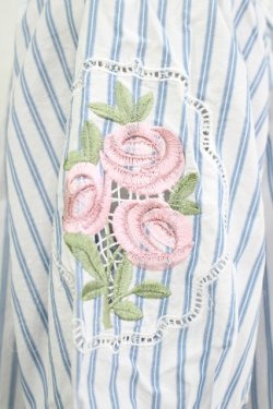 画像4: F&A / ストライプバラ刺繍ブラウス Free OFF/BLUE H-25-09-21-054-LO-BL-NS-ZH