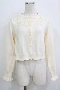 画像1: m petit by misako / AM バラレースニットカーディガン M オフ H-25-09-21-059-LO-TO-NS-ZH