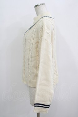 画像2: Fi.n.t / レイヤード風ハーフジップケーブルニットプルオーバー Free IVORY/NAVY H-25-09-21-062-CA-TO-NS-ZH