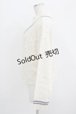 画像2: Fi.n.t / レイヤード風ハーフジップケーブルニットプルオーバー Free IVORY/NAVY H-25-09-21-062-CA-TO-NS-ZH