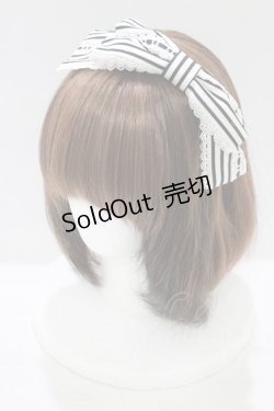 画像1: Angelic Pretty / Fancy Stripeカチューシャ  オフ/ブラック H-25-09-21-069-AP-AC-NS-ZH