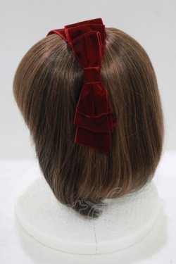 画像2: axes femme kawaii / ベロアリボンカチューシャ  ボルドー H-25-09-21-074-AX-AC-NS-ZH