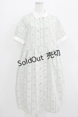画像1: Fi.n.t / ストライプ花柄ドロストシャツワンピース Free L/GR×WH H-25-09-21-012-CA-OP-NS-ZH