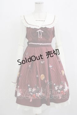 画像1: Amavel / お月見うさぎの和風セーラーワンピース Free ボルドー H-25-09-21-014-CA-OP-NS-ZH