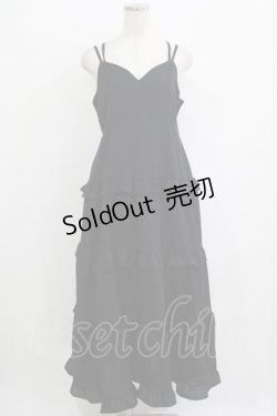 画像1: DearMyLoveRose / ティアードフリルアレンジリボンキャミワンピ LL ブラック H-25-09-21-016-EL-OP-NS-ZH