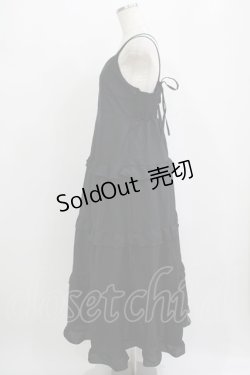 画像2: DearMyLoveRose / ティアードフリルアレンジリボンキャミワンピ LL ブラック H-25-09-21-016-EL-OP-NS-ZH