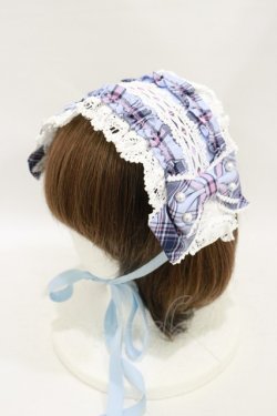 画像1: Angelic Pretty / おしゃまフリルヘッドドレス（タータン）  サックス H-25-09-22-006-AP-AC-NS-ZH