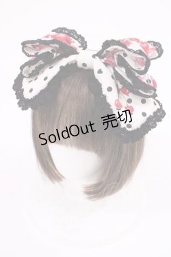 画像1: BABY,THE STARS SHINE BRIGHT / いちごみるくなStrawberry Days柄リボンカチューシャ  オフ白(黒ドット) H-25-09-22-1035-BA-AC-NS-ZH