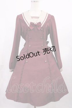 画像1: Innocent World / ストライプフレアーワンピース L ボルドー H-25-09-22-1010-IW-OP-NS-ZH