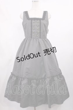 画像1: m petit by misako / ストライプジャンパースカート L グレー H-25-09-22-1002-LO-OP-NS-ZH