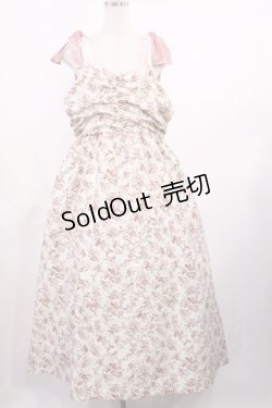 画像1: melume / 小花柄肩リボンジャンパースカート 4L 生成り H-25-09-22-1003-LO-OP-NS-ZH