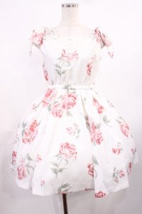 LIZ LISA / ペイントローズ柄ワンピース  オフ H-25-09-22-1016-LO-OP-YZ-ZH