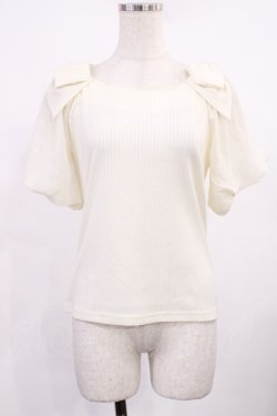 画像1: axes femme POETIQUE / 肩リボントップス M アイボリー H-25-09-22-1023-AX-TO-YZ-ZH