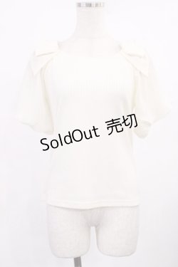 画像1: axes femme POETIQUE / 肩リボントップス M アイボリー H-25-09-22-1023-AX-TO-YZ-ZH