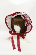 画像1: BABY,THE STARS SHINE BRIGHT / トーションレースのフルボンネット  エンジ H-25-09-22-013-BA-AC-NS-ZH (1)