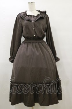 画像1: m petit by misako / AOK*フリルカラータックワンピース LL ブラウン H-25-09-22-076-LO-OP-NS-ZH