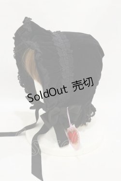 画像2: BABY,THE STARS SHINE BRIGHT / 別珍トーションレースフルボンネット  ブラック H-25-09-22-014-BA-AC-NS-ZH