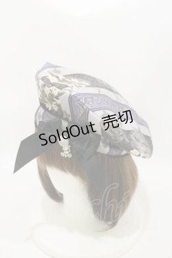 画像1: ALICE and the PIRATES / St.Lily Wolf〜狼騎士と百合の誓い〜柄ベレー帽  ブラック H-25-09-22-002-PA-AC-NS-ZH