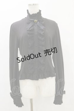 画像1: fanplusfriend（海外ロリータブランド） / スタンドカラーフリルブラウス XL ブラック H-25-09-22-028-LO-BL-NS-ZH