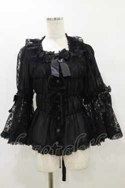 画像1: metamorphose / スクエアあきレース姫袖ブラウス サイズ1 ブラック H-25-09-22-032-ME-BL-NS-ZH