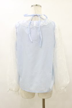 画像2: Lovely Tency / 眞白ありすコラボ/レーススリーブブラウス L サックス H-25-09-22-033-LO-BL-NS-ZH