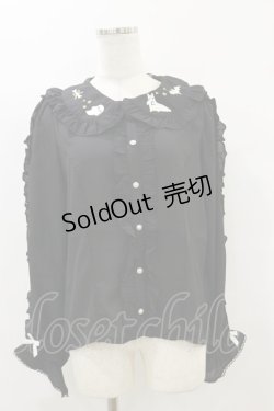 画像1: axes femme kawaii / ハロウィンナイト刺繍ブラウス M ブラック H-25-09-22-035-AX-BL-NS-ZH