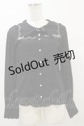 axes femme kawaii / スカラップバラ刺繍ブラウス M ブラック H-25-09-22-037-AX-BL-NS-ZH