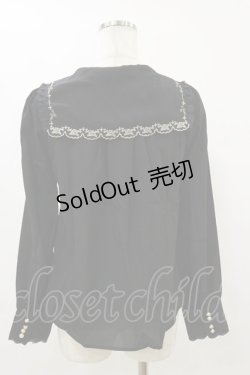 画像2: axes femme kawaii / スカラップバラ刺繍ブラウス M ブラック H-25-09-22-037-AX-BL-NS-ZH