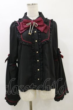 画像1: Amavel / つけ袖付和風フリルブラウス Free ブラック/ボルドー H-25-09-22-039-CA-BL-NS-ZH