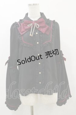 画像1: Amavel / つけ袖付和風フリルブラウス Free ブラック/ボルドー H-25-09-22-039-CA-BL-NS-ZH