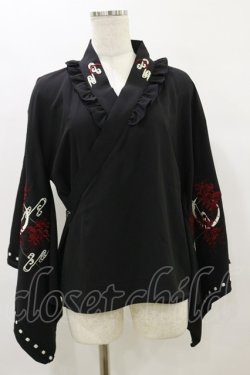 画像1: Amavel / おぼろ月夜の彼岸花ブラウス Free ブラック H-25-09-22-041-CA-BL-NS-ZH