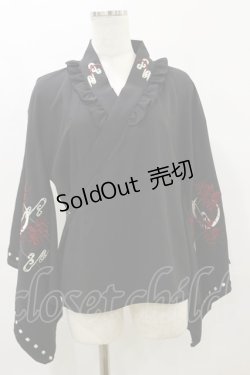 画像1: Amavel / おぼろ月夜の彼岸花ブラウス Free ブラック H-25-09-22-041-CA-BL-NS-ZH