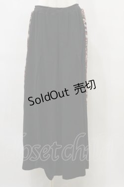 画像1: Qutie Frash / 和柄切替ワイドパンツ  黒 H-25-09-23-058-QU-PA-KB-ZH