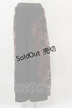 画像2: Qutie Frash / 和柄切替ワイドパンツ  黒 H-25-09-23-058-QU-PA-KB-ZH