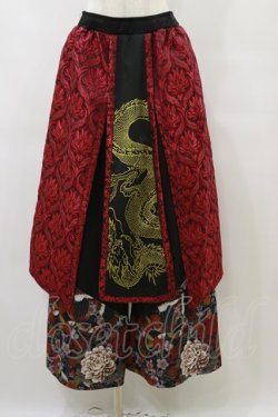 画像1: Qutie Frash / 和柄ワイドパンツ  黒×赤 H-25-09-23-059-QU-PA-KB-ZH