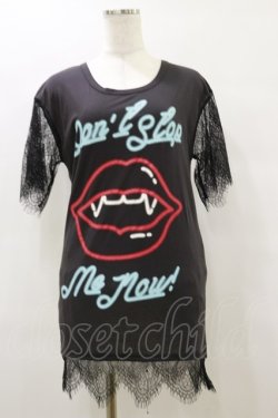 画像1: HELL CAT PUNKS / レース切り替えTシャツワンピ F 黒 H-25-09-23-068-PU-OP-KB-ZH