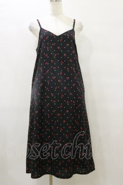 画像1: Candy Stripper / TINY CHERRY CAMISOLEワンピース  ブラック H-25-09-23-074-PU-OP-KB-ZH