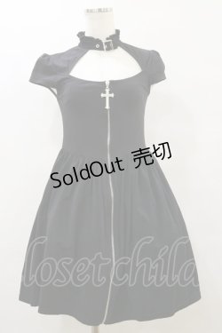 画像1: KILL STAR / クロスチャームフロントZIPワンピース XS 黒 H-25-09-23-075-SL-OP-KB-ZH