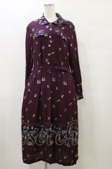 Jane Marple Dans Le Salon / Dance with roses jacquardワーキングドレス  ボルドーミックス H-25-09-23-076-JM-OP-KB-ZH