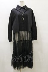 HELL CAT PUNKS / シャツ切替チュールワンピ F 黒 H-25-09-23-078-PU-OP-KB-ZH