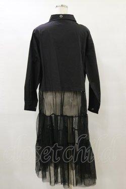 画像2: HELL CAT PUNKS / シャツ切替チュールワンピ F 黒 H-25-09-23-078-PU-OP-KB-ZH